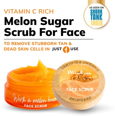 Mintree Organic Face Scrub for Soft-Smooth- Musk Melon, Matcha Tea, Hyaluronic Acid. Scrub(40 ml)