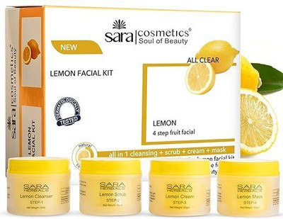 SARA Lemon 4-Step Fruit Facial Kit For Brightening & Hydrating Skin(200 g)
