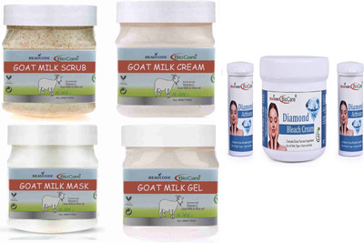 BEAUCODE BioCare Goat Milk Facial Kit 250ml with Diamond Bleach Cream 300ml(10 x 130 ml)
