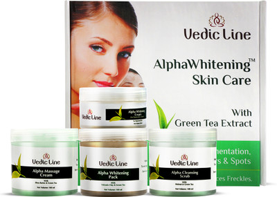 Vedic Line Alpha Whitening Facial Kit For Pigmented or Tanned Skin(4 x 87.5 ml)
