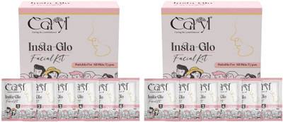 CARYL Insta-Glo Facial Kit for Improves Skin, Comes with 5 free facial wipes -(2 x 30 g)