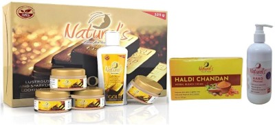 Natural's Care for Beauty Gold Facial Kit 325gm, Haldi Chandan Bleach Cream 350gm & Hand Cleanser(3 x 166.67 ml)