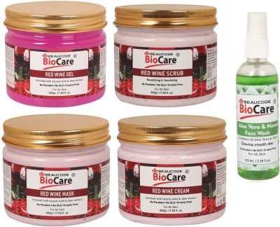 BEAUCODE BioCare Red Wine Facial Kit 500g With AloeVera Face wash 100ml(5 x 420 ml)