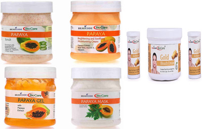 BEAUCODE BioCare Papaya Facial Kit 250ml with Gold Bleach Cream 300ml(5 x 260 ml)