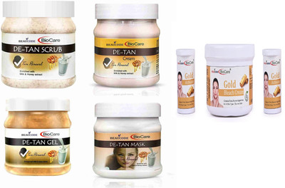 BEAUCODE BioCare De-Tan Facial Kit 250ml with Gold Bleach Cream 300ml(5 x 260 ml)