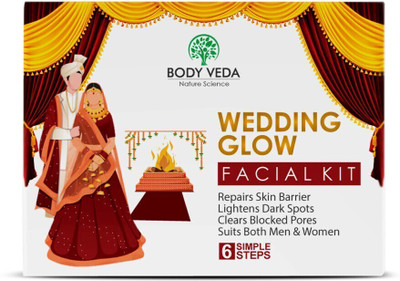 BODY VEDA Wedding Glow 6 Steps Facial Kit For Repairs Skin Berrier & Lightens Darks Spots(55 g)