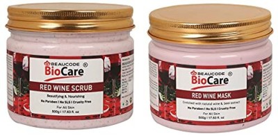 BEAUCODE BioCare Red Wine Facial Kit Scrub-Mask 500ml(2 Set)(2 x 250 ml)