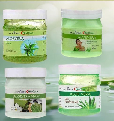 BEAUCODE BioCare Aloevera Facial Kit Cream-Mask-Gel-Scrub(4 x 250 ml)