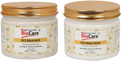 BEAUCODE BioCare Rice Bran Facial kit Cream-Mask For Women & Men For All Skin Types(2 x 500 ml)