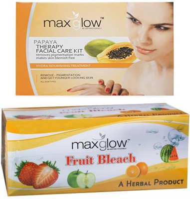 maxglow Mxglow Papaya Facial Kit 7 steps In 1 With Fruit Bleach Cream 250g(2 x 165 ml)