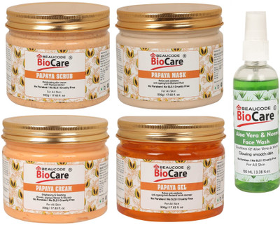 BEAUCODE BioCare Papaya Facial Kit- 500 ml With Aloevera Face Wash 100ml(5 x 420 ml)