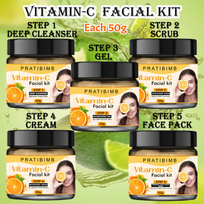 Pratibimb Ultimate Radiance Boosting Vitamin C Facial Kit for a Brighter Complexion(5 x 10 g)