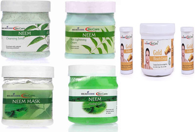 BEAUCODE BioCare Neem Facial Kit 250ml with Gold Bleach Cream 300ml(5 x 260 ml)