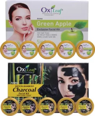 S.N.OVERSEAS Detox Bamboo Charcoal & Green Apple Exclusive Facial Kit Combo (5 x 280 g)(2 x 700 g)