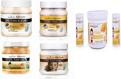 BEAUCODE BioCare De-Tan Facial Kit with Mango Bleach Cream 300ml(5 x 260 ml)