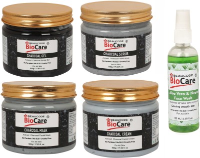 BEAUCODE BioCare Charcoal Facial kit 500g With Aloevera Face Wash 100ml(5 x 420 ml)