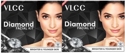 VLCC Diamond Facial Kit | Skin purifying with Parlour Glow | Improves Brightens, 2 x(2 x 30 g)