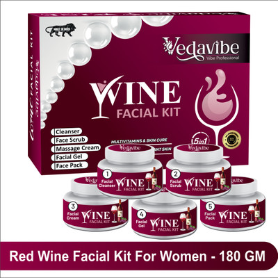 VEDAVIBE Red Wine Facial Kit ( 5 Easy Step)(180 g)