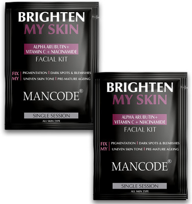 MANCODE Brighten My Skin Facial Kit for men for Improves Skin Texture All Skin Types(2 x 58 g)