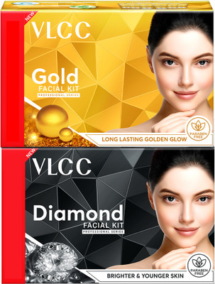 VLCC Gold and Diamond Facial Kit with FREE Rose Water Toner(2 x 400 g)