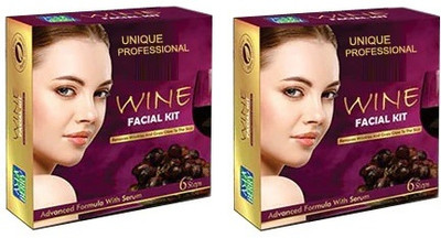 UNIQUE PROFESSIONAL Wine Advanced Formula With Serum Facial Kit 6 Pouch 1 Set(2 x 18 g)