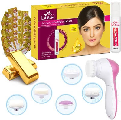 LILIUM Gold Facial Kit with Multifunction 5in1 Massager(120 g)