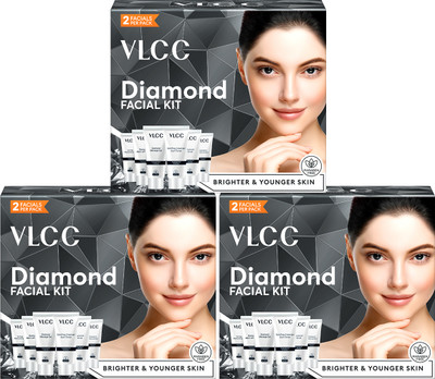 VLCC Diamond Facial Kit - Skin purifying with Parlour Glow - 60 g (Pack of 3)(3 x 60 g)
