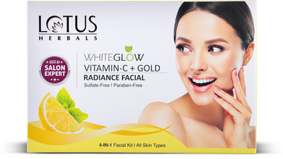 LOTUS HERBALS WhiteGlow Vitamin C + Gold Radiance 4 in 1 Facial Kit|Helps Reduce Dark Spots(228 g)