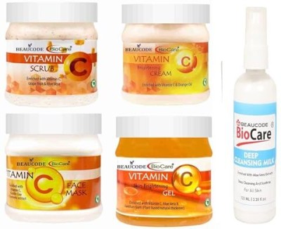 BEAUCODE BioCare Vitamin C Facial Kit 250 ml Each With Deep Cleansing Milk 100ml(5 x 220 ml)