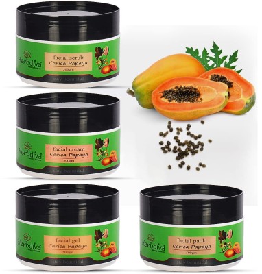 Herbdiva Carica Papaya Facial Kit, Helps Brighten & Glowing Skin(4 x 500 g)