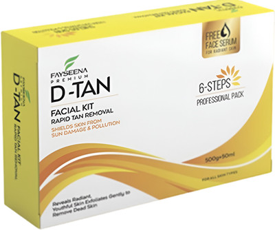 Fayseena Premium D-Tan Facial Kit 6 Step Professional Pack with Free Brightening Serum(6 x 83.33 g)