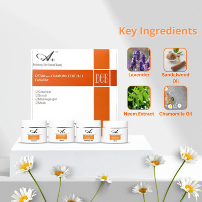 A+ Detan with Chamomile Extract Facial Kit for Even-Toned Complexion(4 x 50 g)