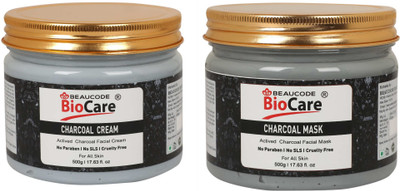 BEAUCODE BioCare Charcoal Facial kit Mask-Cream For Women & Men For All Skin Types(2 x 500 ml)