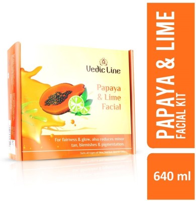 Vedic Line Papaya & Lime Facial Kit For Fairness & Glow(6 x 106.67 ml)