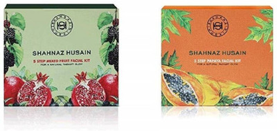 Shahnaz Husain 5 Step (Papaya + Mix Fruit) Facial Kit (Pack Of 2) (2 x 50)(10 x 10 g)