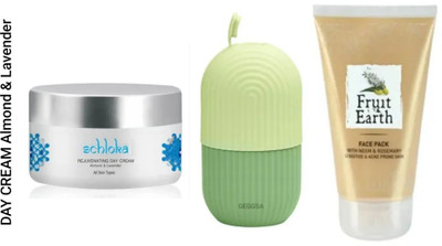 Geggsa Face Pack with Neem (100ml), Day Cream with Almond (50ml) and Ice Roller(3 x 50 ml)