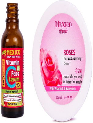 Mexico herbs VITAMIC C FACE SERUM AND ROSE FACE CREAM FOR WOMEN moisturizes and improves skin(250 g)