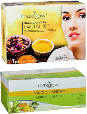 maxglow Mxglow Haldi Chandan Facial Kit 7 steps in 1 With Bleach 300g(2 x 165 ml)