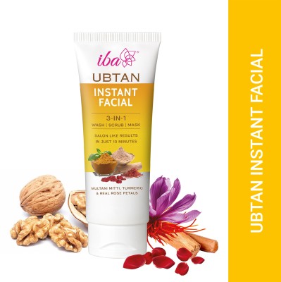 Iba Ubtan Instant Facial 3 IN 1 Wash, Scrub & Mask with Turmeric, Multani Mitti(100 g)