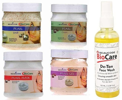 BEAUCODE BioCare Pearl Facial Kit 250gm Each with De-Tan Face Wash 100ml||(5 x 220 ml)