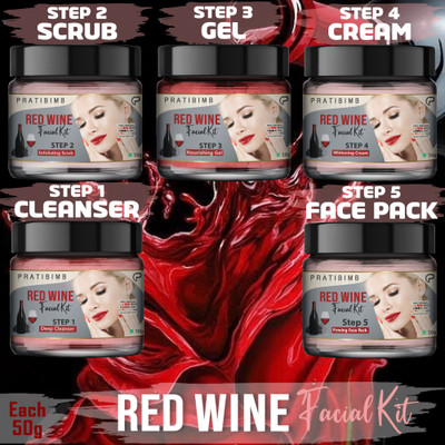 Pratibimb Red Wine A Luxurious Facial Treatment Set for Brightening, and Rejuvenation(5 x 10 g)