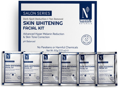 NutriGlow NATURAL'S Advanced Pro Formula Skin Whitening Facial Kit For Advanced Hyper Melanin Reduction & Skin Tone Correction(60gm)(60 g)