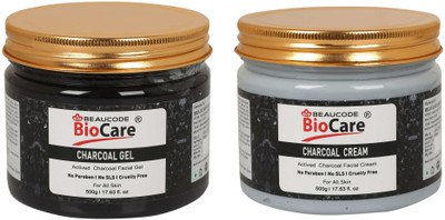 BEAUCODE BioCare Charcoal Facial kit Gel-Cream For Women & Men For All Skin Types(2 x 500 ml)