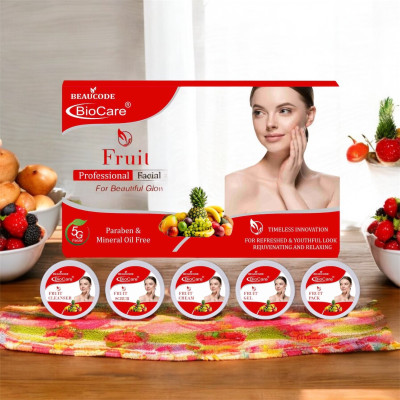 BEAUCODE BioCare Fruit Facial Kit (Deep Cleanses & Restores Vitality Brightens & Renders Glow(5 x 120 g)