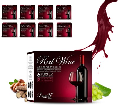 Luster Wine Facial Kit | Anti Ageing Red Wine | 8 Single Use Facials Kit-(320 ml)