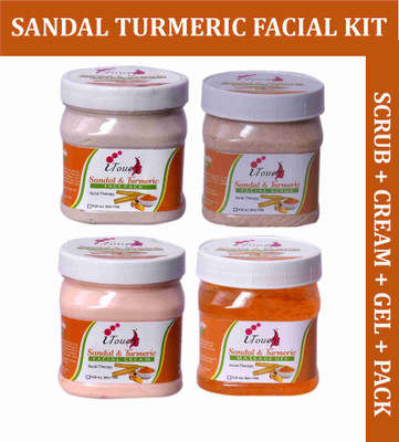 I TOUCH Herbal Sandal And Turmeric Facial Kit - Scrub + Cream + Pack + Gel 500 ml x 4(4 x 500 ml)