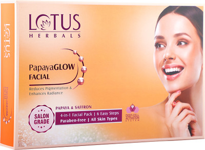 LOTUS HERBALS PapayaGlow 6 easy steps 4 in 1 Facial kit|Instant Glow(268 g)