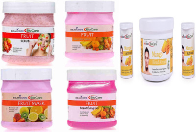 BEAUCODE BioCare Fruit Facial Kit 250ml with Mango Bleach Cream 300ml(5 x 260 ml)