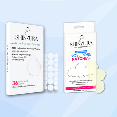 Shinzura Acne Pimple Patches 36 + Hydrocolloid Nose Patches 3 | Spot & Nose Care(2 x 50 g)