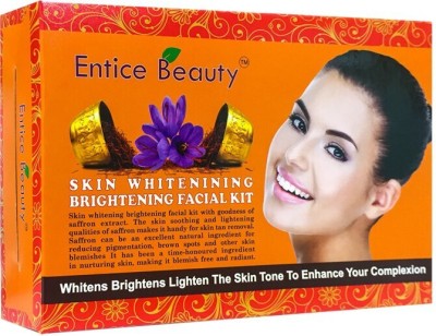 Entice Skin Brightening Facial Kit contains Cleanser, Scrub, Cream, Gel, and Mask Pack for Glowing Complexion, Brightening & Whitening,Helps Preventing Pimples and blemishes, and also Tightens the skin, Reduces wrinkles and Lighten Age Spots(500 g)